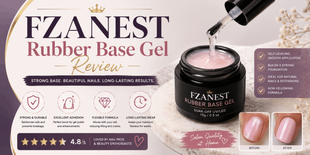 Rubber Base Gel – Flexible nail gel base used to strengthen natural nails and create a smooth foundation for manicures.