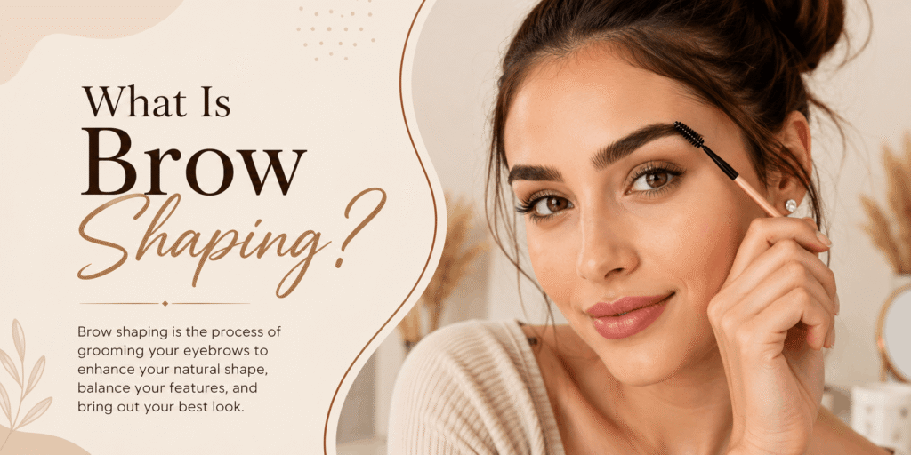 Brow Shaping – Professional eyebrow shaping treatment creating clean, defined, and well-groomed brows.