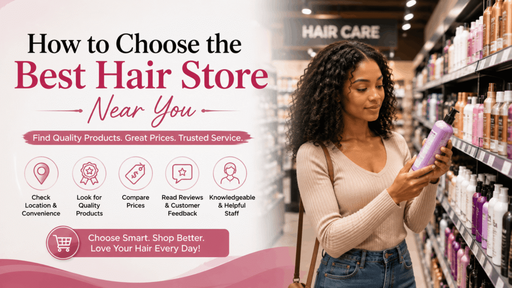 Hair Store Near Me – Local hair store featuring wigs, extensions, haircare products, styling tools, and beauty essentials.