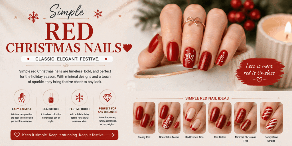 Simple Red Christmas Nails: Elegant Holiday Ideas
