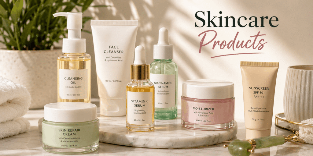 Beauty Supply – Variety of beauty products including skincare, haircare, makeup, cosmetics, and salon essentials.