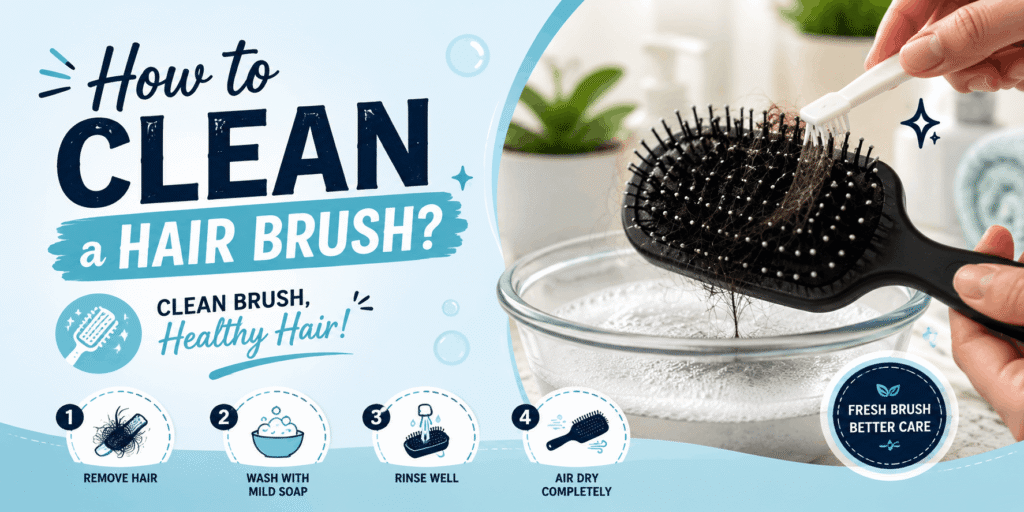 Different types of hair brushes displayed for detangling, styling, and everyday hair care.