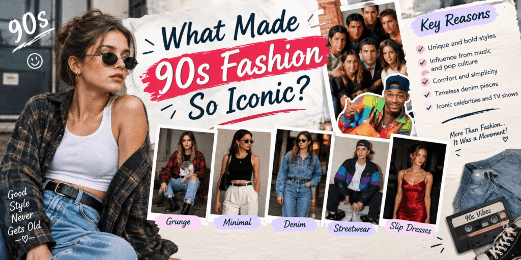 What made 90s fashion so iconic with grunge, denim, streetwear, and slip dress styles