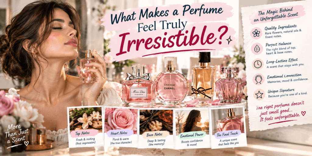 What makes a women’s perfume feel truly irresistible with floral notes, lasting scent, and elegant fragrance bottles