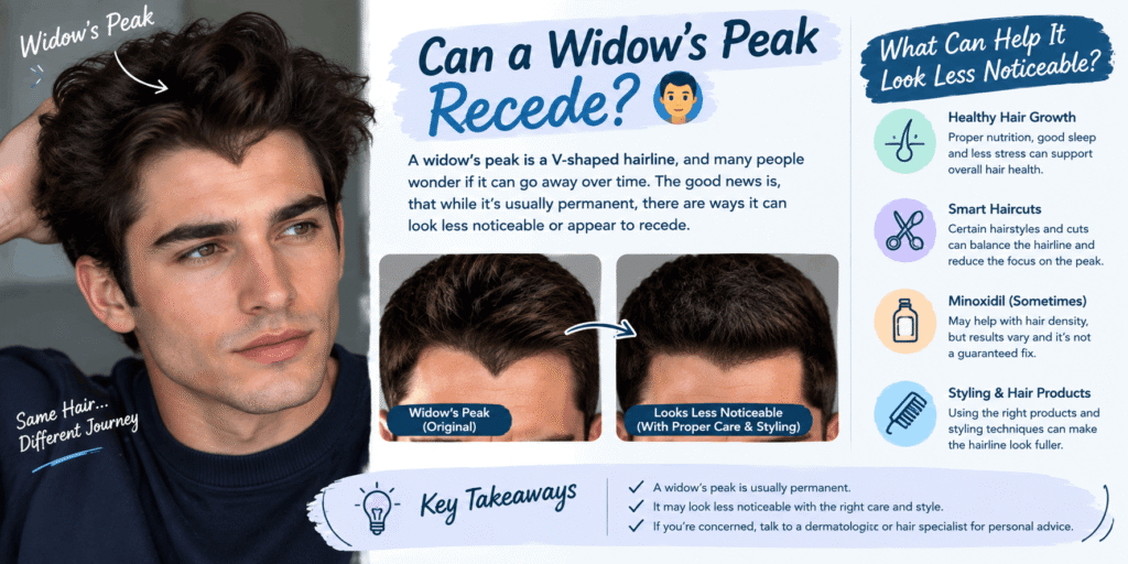 Can a widow’s peak recede with hair loss, styling, and changes in hairline appearance