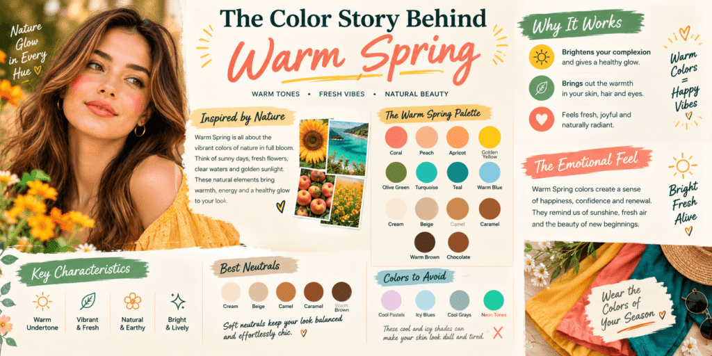 The color story behind Warm Spring featuring warm, vibrant colors inspired by nature