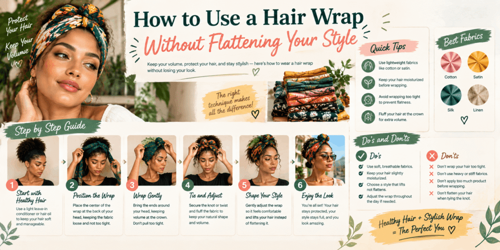 How to use a hair wrap without flattening your hairstyle while maintaining hair volume and shape