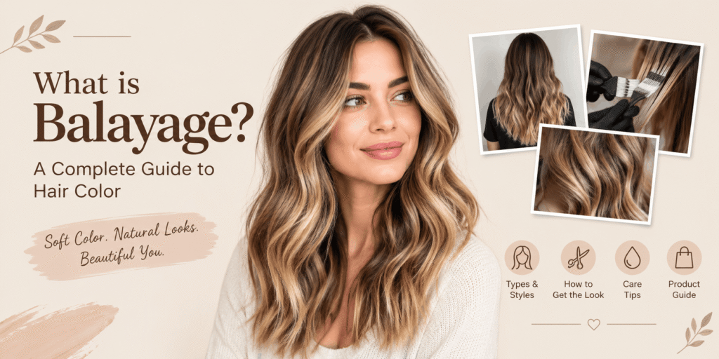 Balayage highlights with beautiful brown and caramel hair color