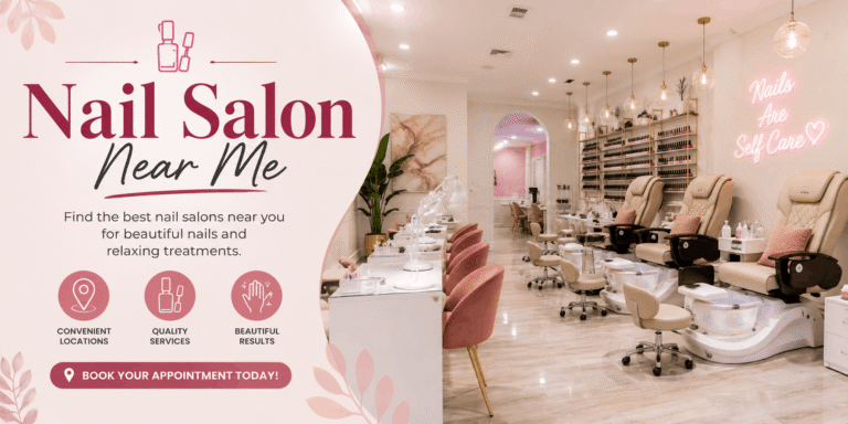 Best Nail Salon Near Me – Professional nail technician providing a manicure in a clean, modern local nail salon.