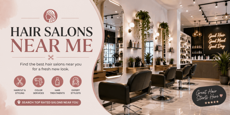 Hair Salons Near Me – Professional hair stylist providing a haircut and styling service in a modern local hair salon.