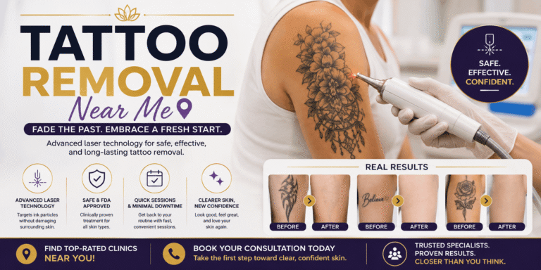 Tattoo removal near me with professional laser treatment at a clinic