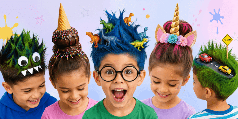 Crazy hair day ideas for kids with colorful, creative, and fun hairstyles