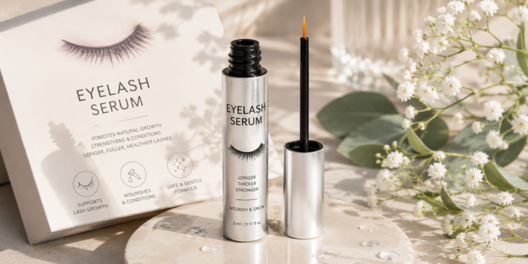 Eyelash serum with applicator wand for nourishing and conditioning eyelashes