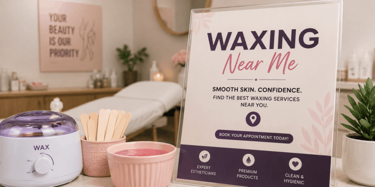 Best Waxing Near Me – Professional esthetician providing body waxing services in a clean, modern beauty salon using high-quality wax.