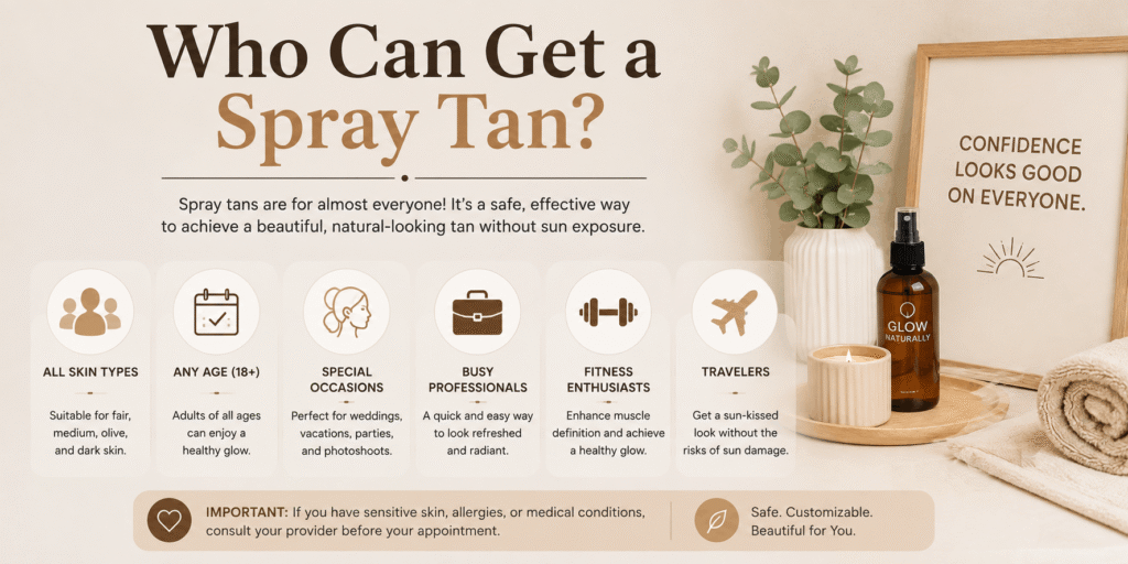 Spray Tan Near Me – Professional spray tan technician applying an even, natural-looking sunless tan in a modern beauty salon.