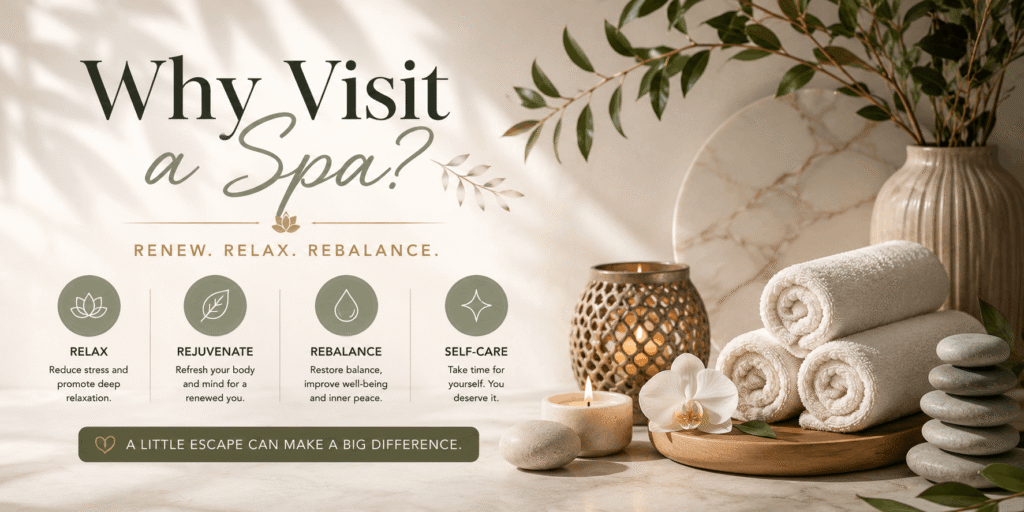 Luxury day spa with massage tables, relaxing ambiance, and professional wellness treatments.
