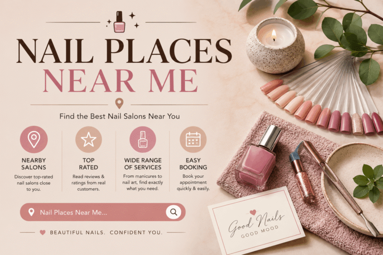 Modern nail salon with professional nail technicians providing manicure and pedicure services in a clean, stylish setting.