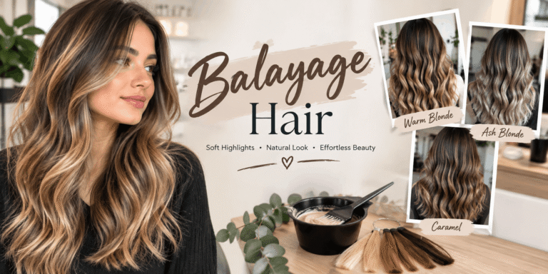 Balayage hair with soft blonde highlights and natural-looking wavy layers