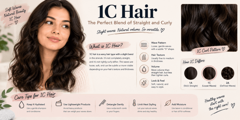 1C hair with loose natural waves and soft texture