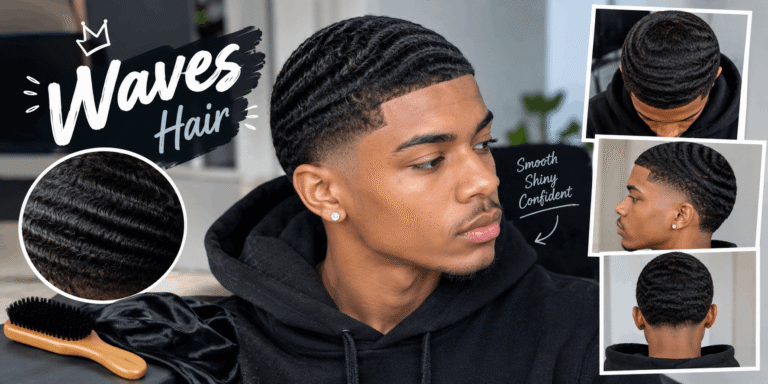 Realistic man with defined 360 waves shown from front, side, and back views.