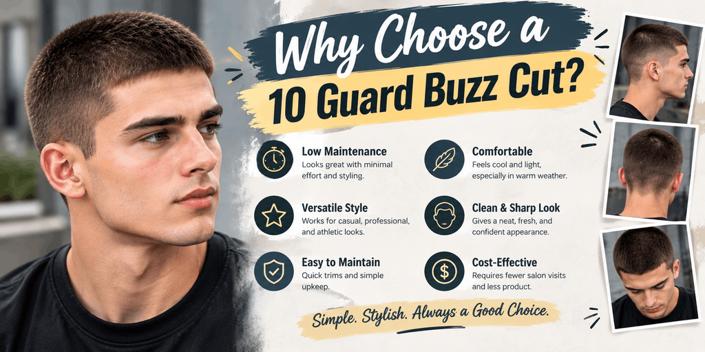 Why choose a 10 guard buzz cut for its low maintenance, comfort, versatility, clean look, and easy upkeep